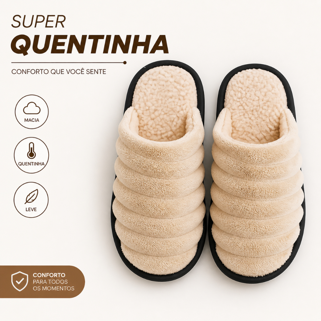 Pantufa LUXO AREIA Masculina e Feminina Quentinha Inverno Peluciada Antiderrapante Confortável Macia Unissex