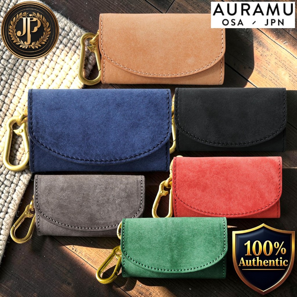 [AURAMU] MARGOT TOTTI Made in Japan Genuine Italian Leather Carabiner Key Case & Coin Wallet, Unisex