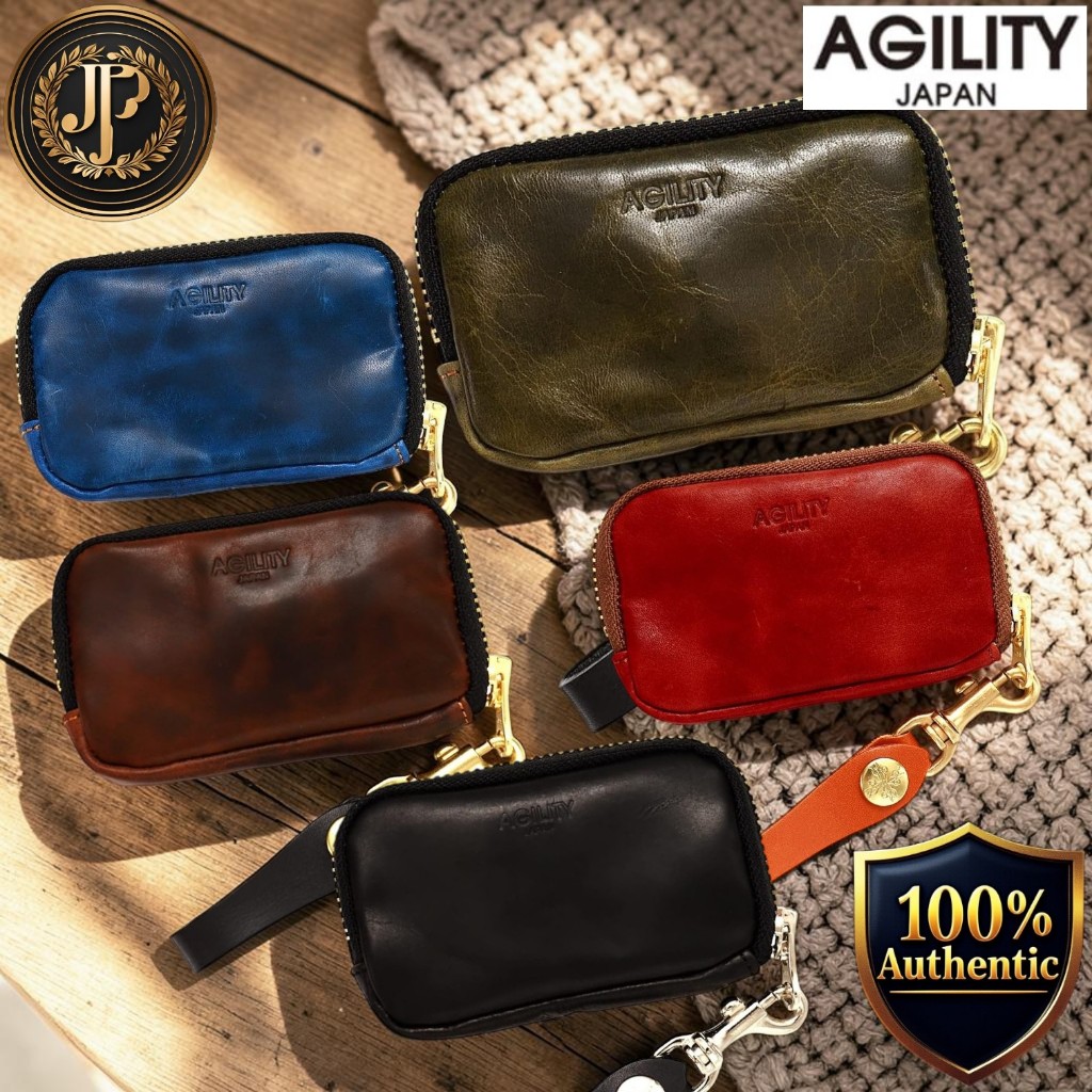 AGILITY affa Gentil Genuine Leather Multi Key Case, Smart Key Compatible with Coin Pocket & Card Holder, Unisex, Made in