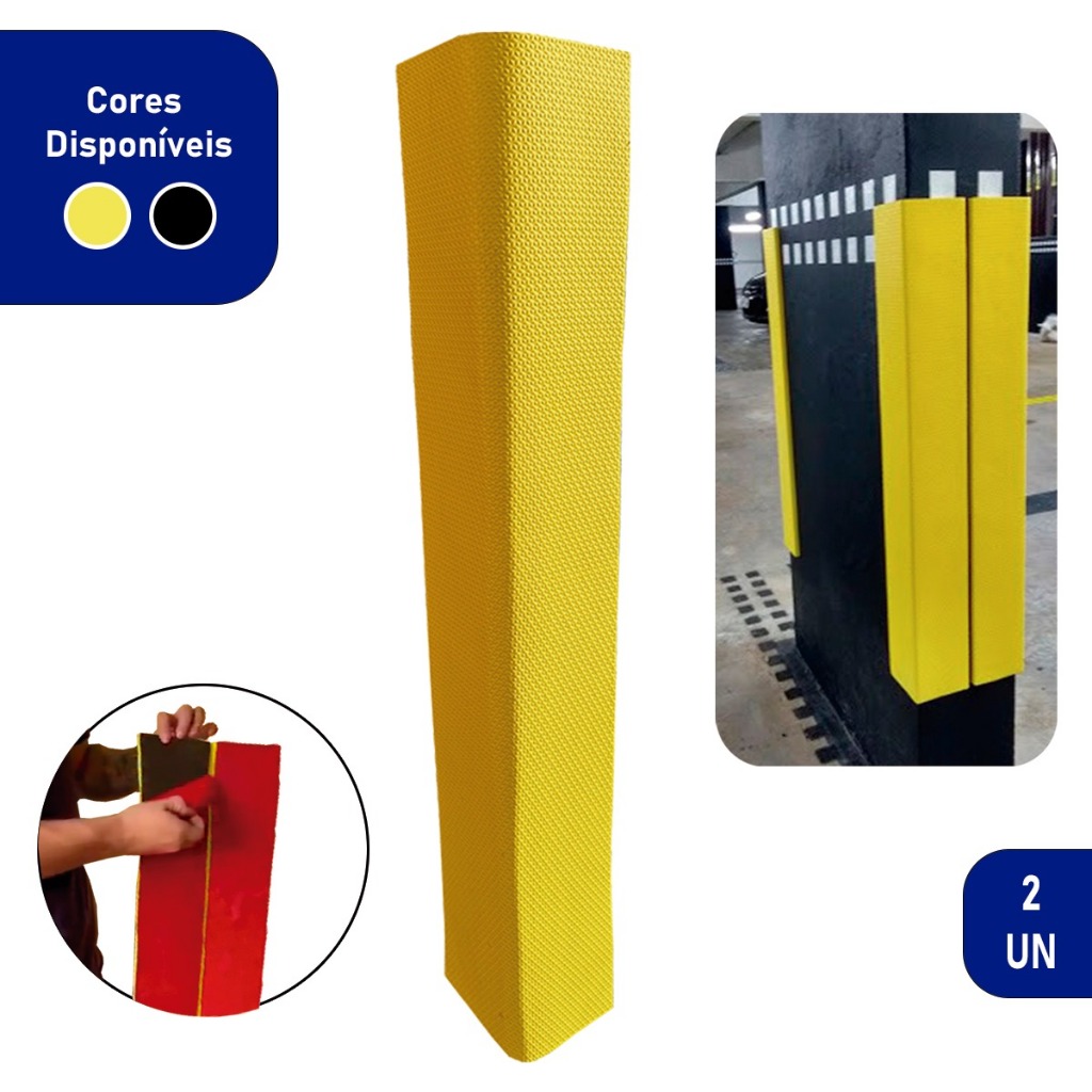 Par de Protetor de Coluna Autocolante Para Estacionamento Garagem Proteger Carro Anti-Batida Amarelo