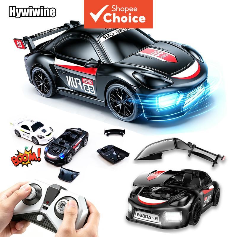 Carro de drift RC de Colisão, Kereta Controle Expulsa Peças na Batida, Acrobacias 360° com Motor Duplo, Luzes LED Auto