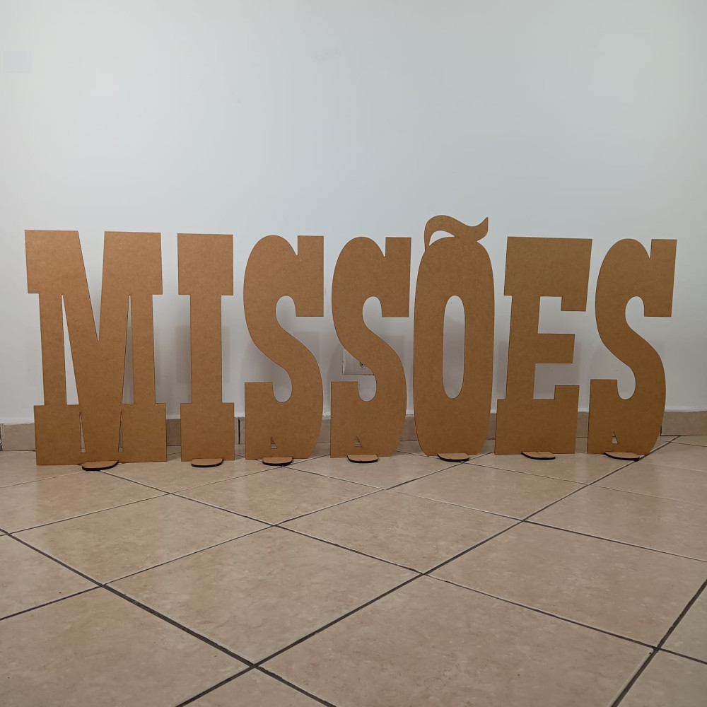 Palavra Missões Mdf 60cm De Altura Fica Em Pé!Base em baixo da letra