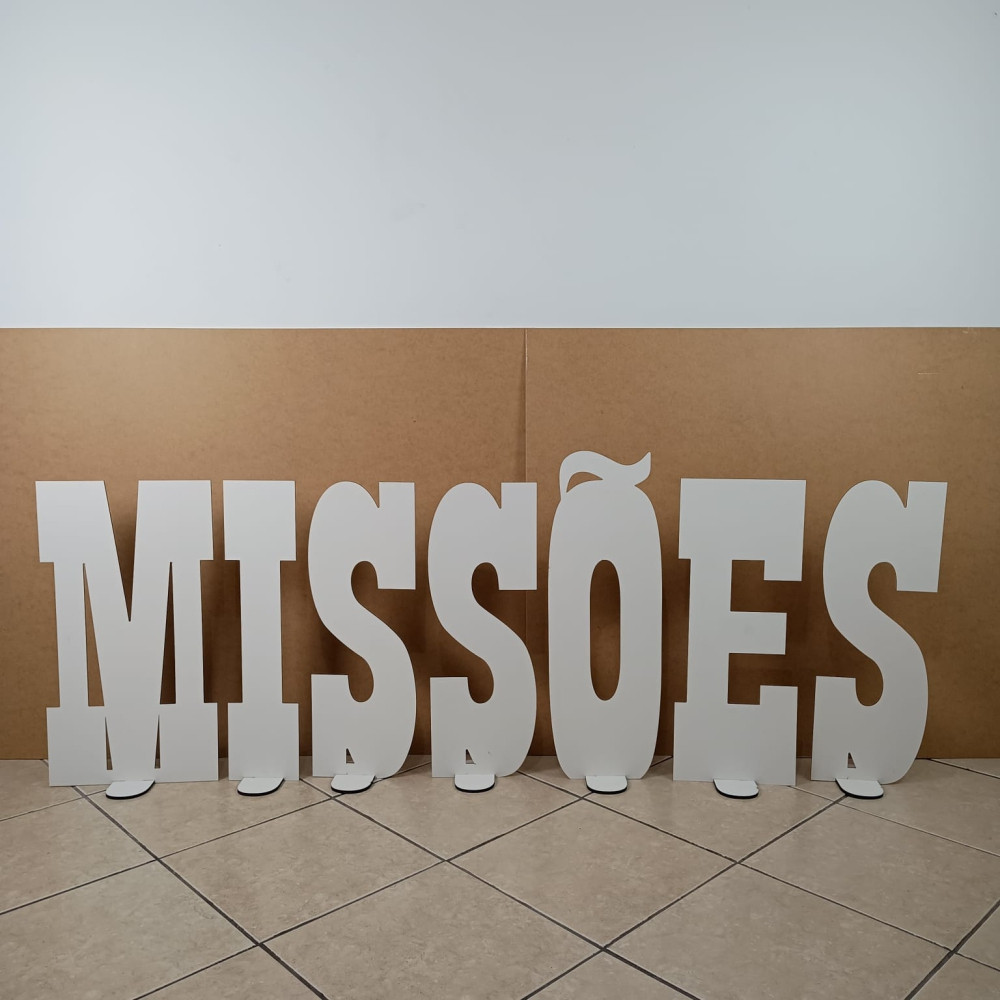 Missões Mdf Branco 60cm De Altura Fica Em Pé!Base em baixo da letra