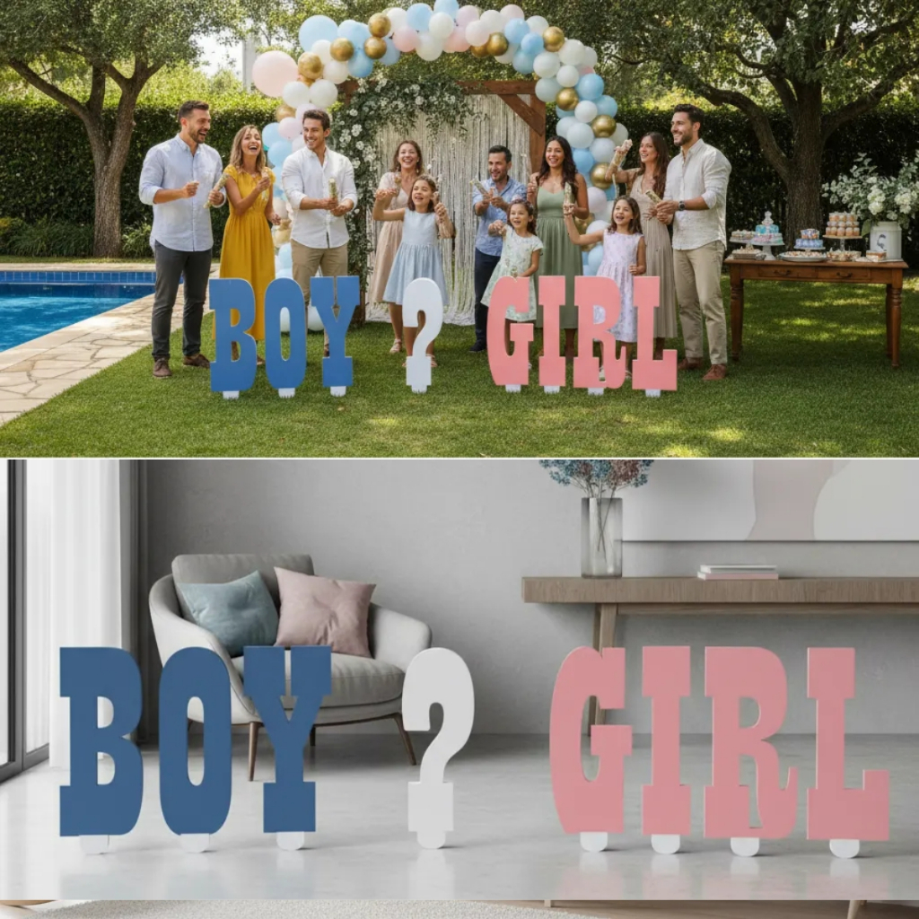 Boy Girl? ROSA E AZUL Chá Revelação!Mdf 60cm De Altura Fica Em Pé!