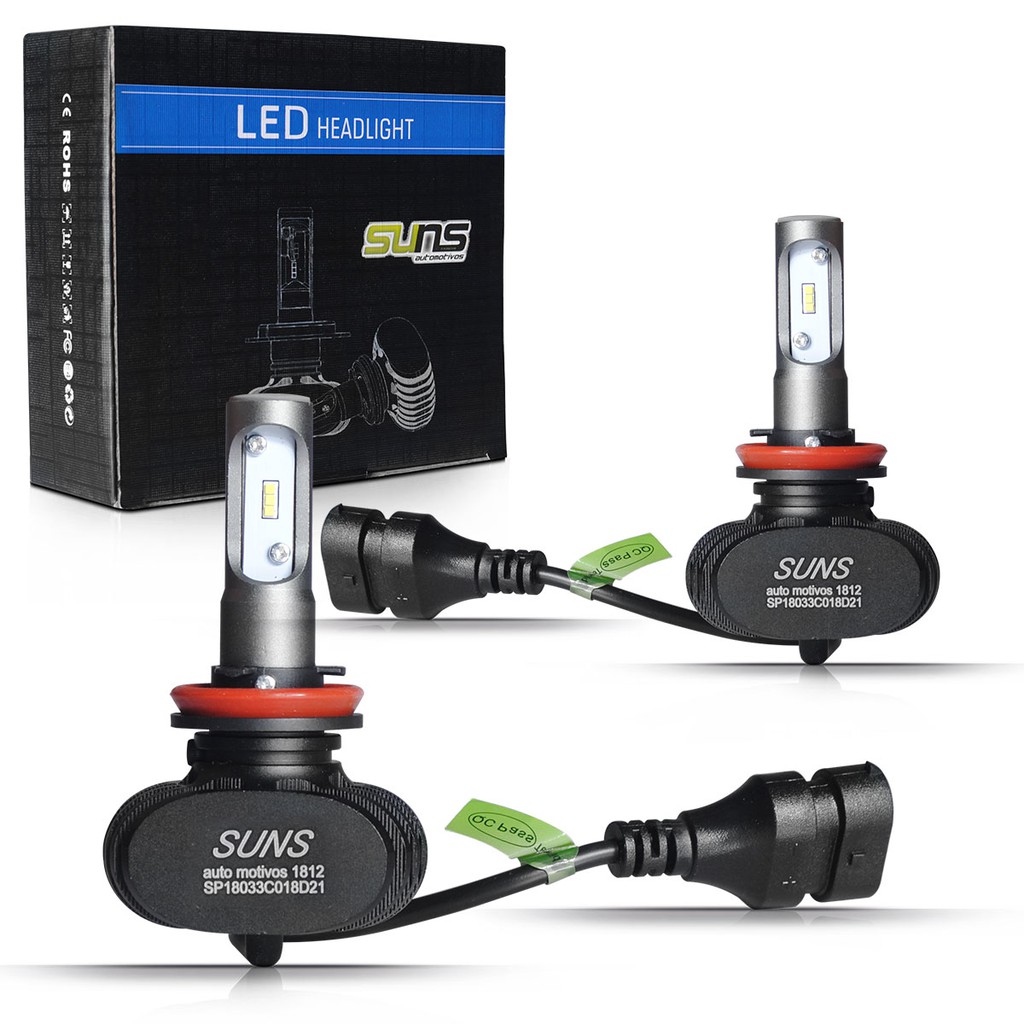 Kit ultra LED H3 8000LM 6000k headlight dc12v/24v em alumínio chip korea com canbus