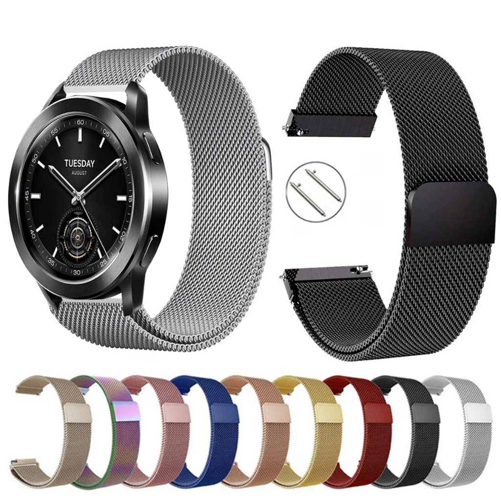 Pulseira de 22mm milanesa aço inox para Smartwatch Xiaomi Watch S3 de Engate Rapido