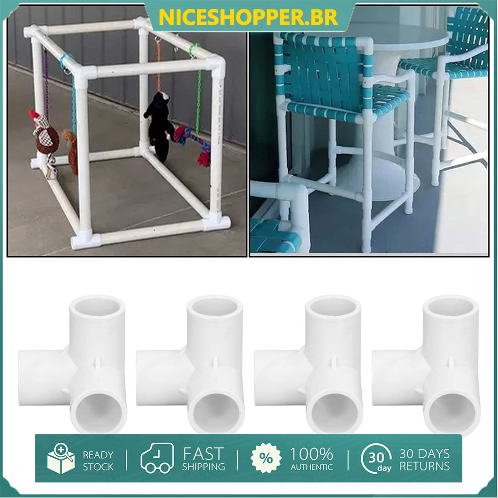 niceshopper.br 10PCS 3 Way PVC Plastic Pipe Fittings Right Angle Tee Corner Connector 20mm Inner Diameter White for
