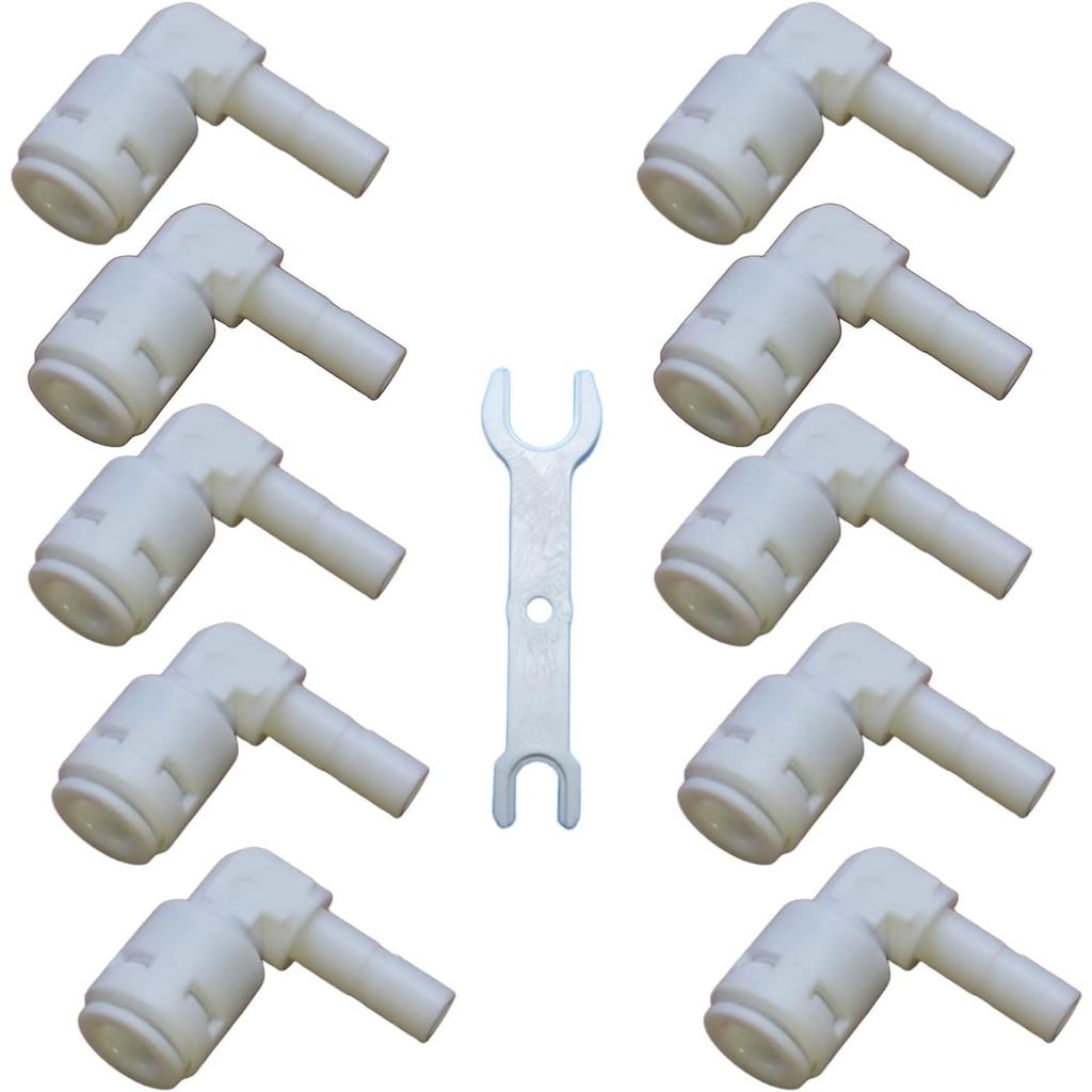 10-Pack 1/4 inch Water Pipe Stem Elbow Connector - 90 Degree Push to Connect Quick Fittings for Reverse Osmosis System,