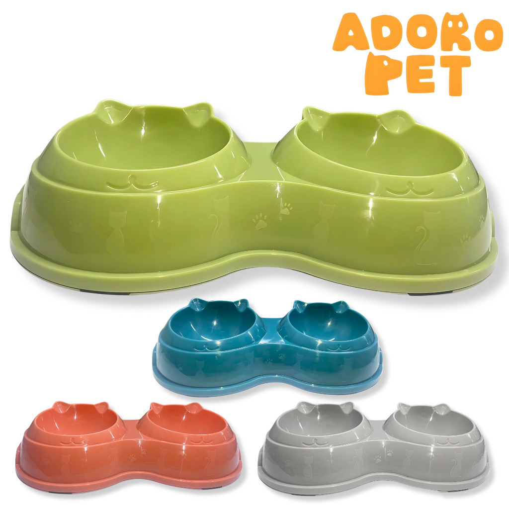 Kit Comedouro Duplo Gato Plástico Resistente Anti Formiga Essencial para Casa
