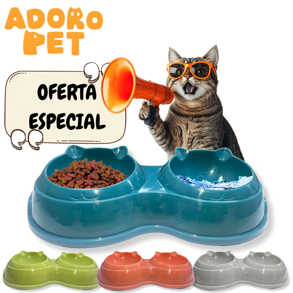 Comedouro Pet Duplo Anti Formiga e Antiderrapante Plástico Sem BPA