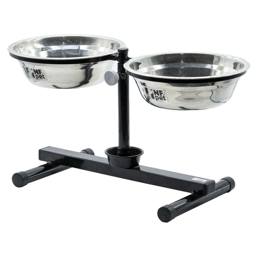 Comedouro Pet Duplo INOX Elevado Anti Formiga NF Pet 1,8 L