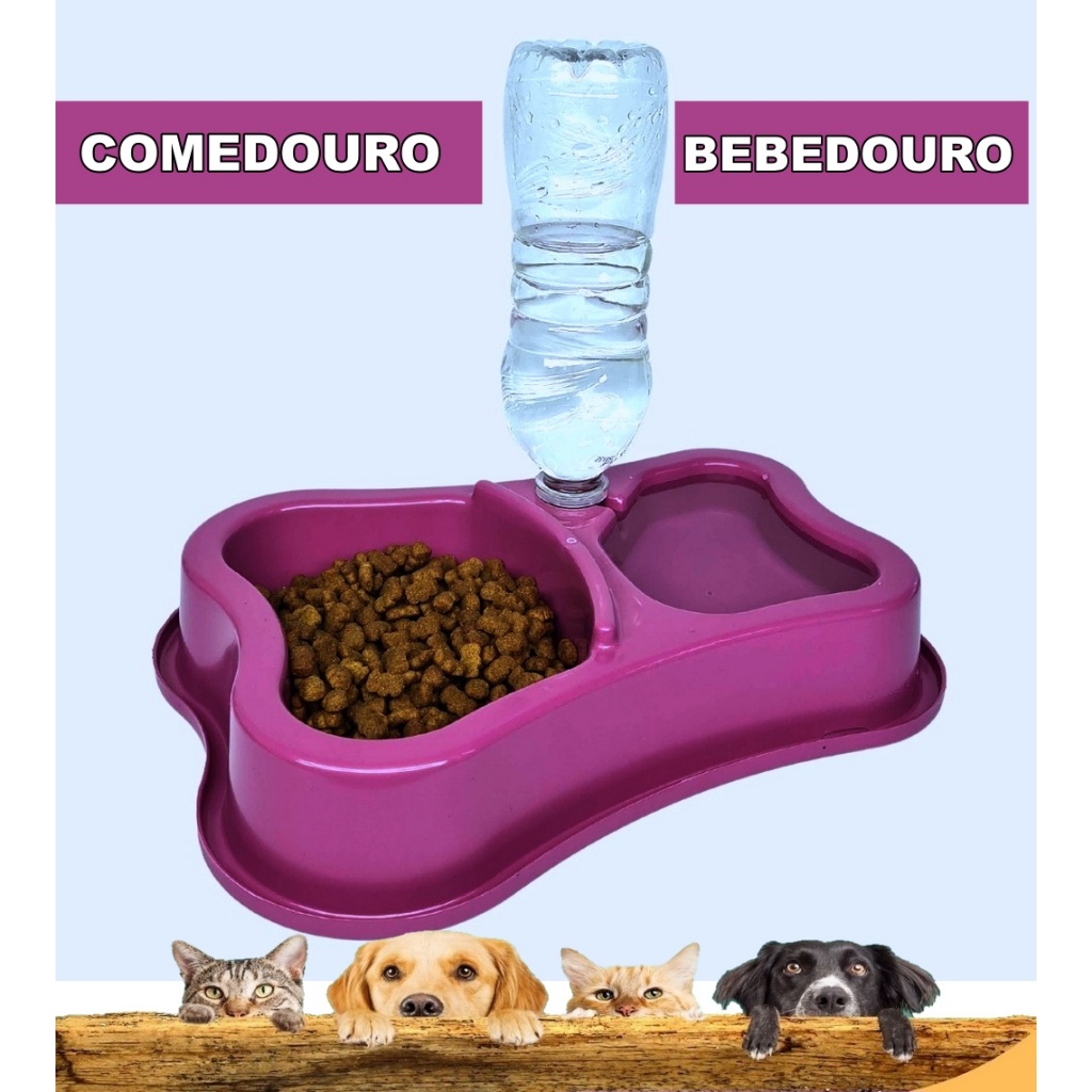 COMEDOURO E BEBEDOURO DUPLO GARRAFA PET AUTOMÁTICO ANTI-FORMIGA 685ML