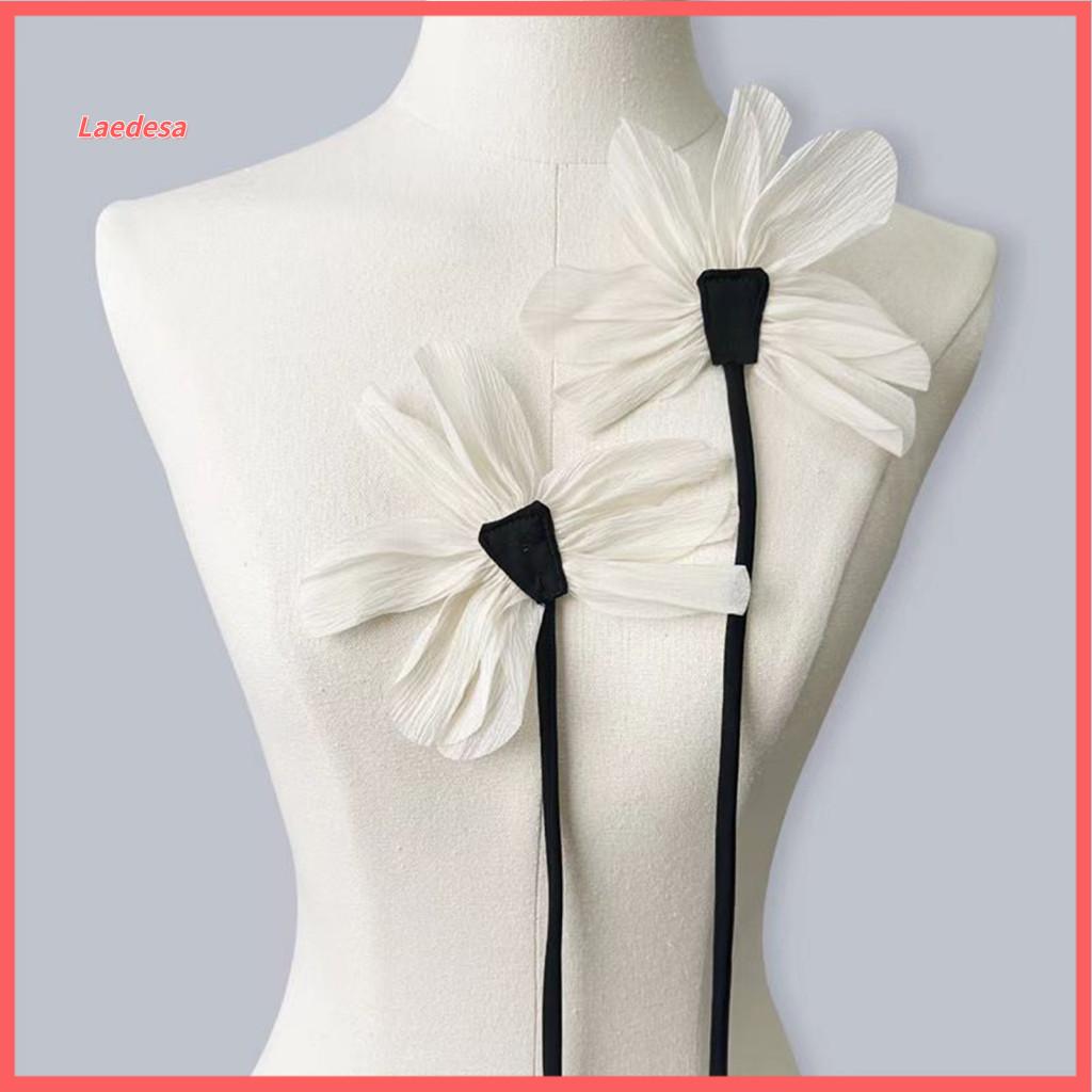Sewing Flower Embellishment Diy Clothing Decoration Fabric Lotus with Long Strap – Sew-on for Dress Craft Projects