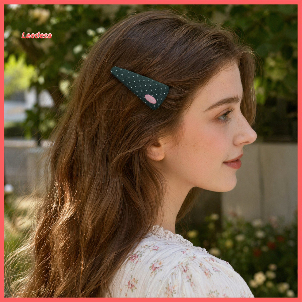 Bangs Hair Clip Sweet Style Korean Star Dot Fabric Hairpin Widened Triangular Stylish Accessory for Wear Elegant Dress f