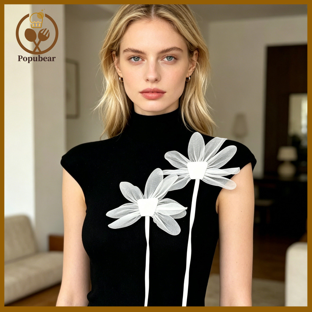 Long-lasting Fabric Flower Diy Clothing Decoration Lotus with Long Strap – Sew-on for Dress Embellishment Craft Projec
