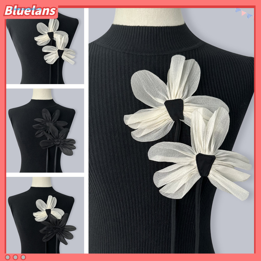Brooch Diy Dress Decoration 1 Pair 3d Organza Flower Pin Elegant Ribbon Fabric Accessory for Jacket Wedding Party Jewelr