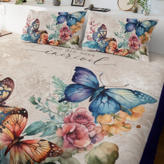 Lençol Borboleta Roupa de Cama Jardim Encantado