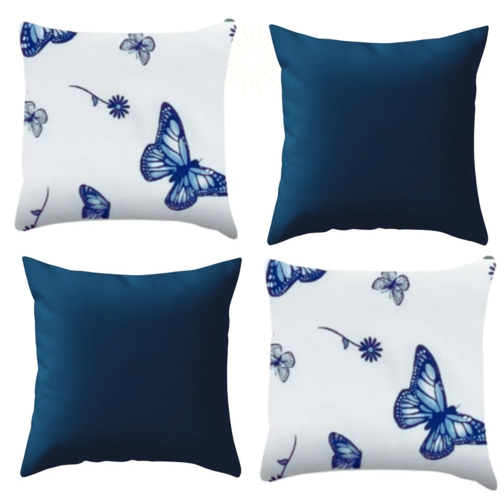 Kit 4 Capa de Almofadas Da Borboleta Fronha Quarto Sala Sofá Decorativas Zíper 0.45x0.45cm Casa Luxo