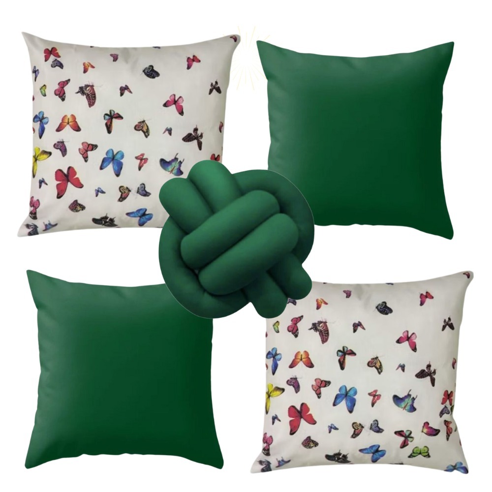 Kit 4 Capa de Almofadas Da Borboleta com Ziper+Almofada de Nozinho Quarto Sala Casa Luxo e Decoração