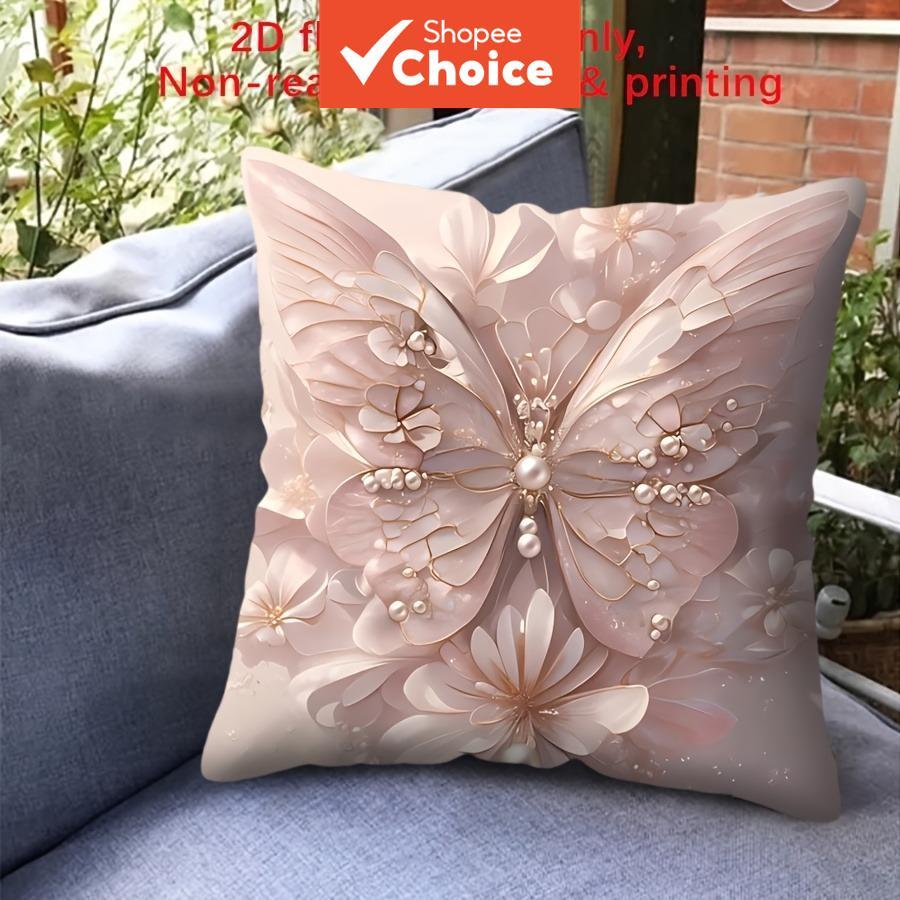 Capa de Almofada 3D Impressa - Borboleta Rosa