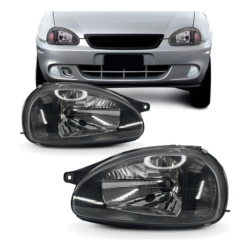 Farol Dianteiro Chevrolet Corsa Classic Pickup Sedan Wagon Máscara Negra Lado Direito Passageiro