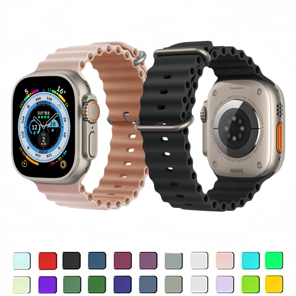 Sport Oceano Pulseira De Silicone Para Apple Watch Ultra 49mm 40mm 41mm 38mm 42mm 44mm 45mm Smartwatch Série 10 11 46mm