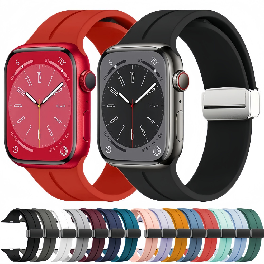 Sport Silicone Pulseira De Magnética Para Apple Watch 11 10 46mm 42mm 44mm 40mm 38mm 41mm 45mm 49mm Ultra iWatch Banda