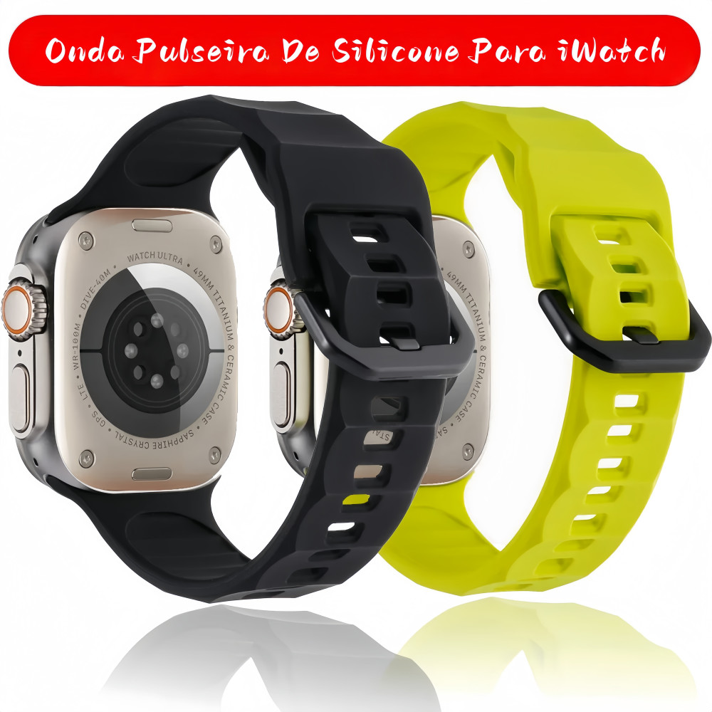 Silicone Onda Pulseira Para Apple Watch 11 10 46mm 42mm 44mm 40mm 38mm 41mm 45mm 49mm iWatch Sport Banda De Silicone