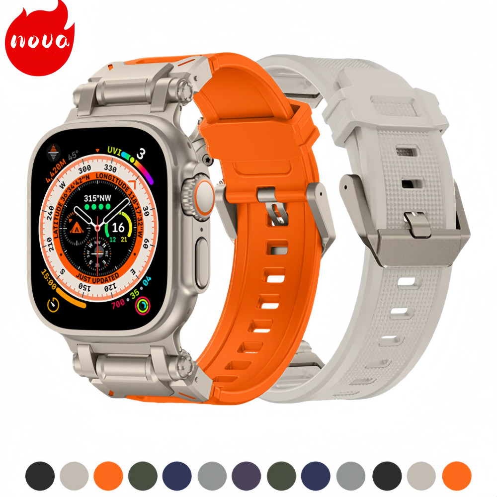 Sport Pulseira De Silicone Para Apple Watch 44mm 42mm 45mm 49mm Ultra iWatch 10 11 46mm Silicone Banda
