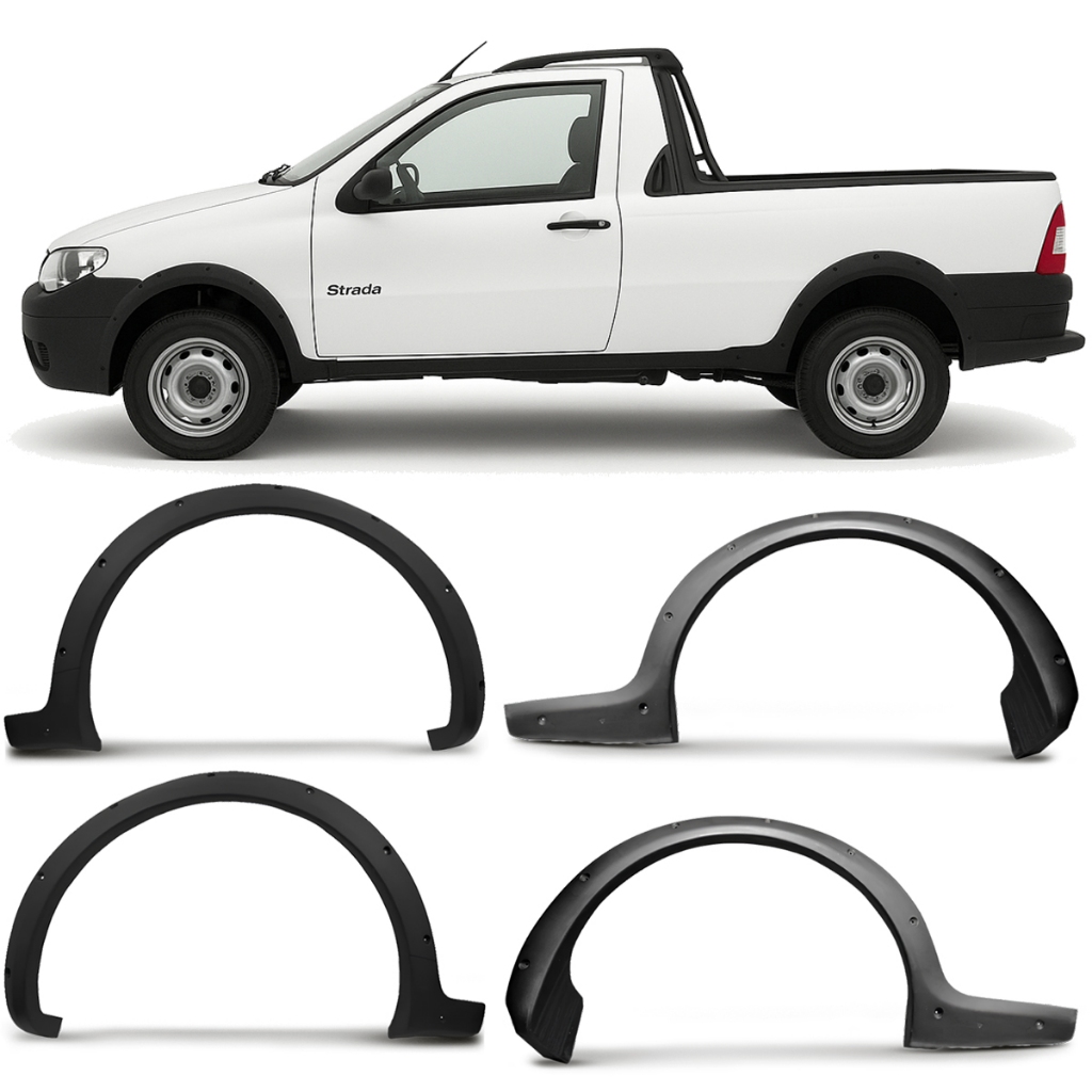 Kit 4 Moldura Alargador Paralama Strada Adventure Trekking 2005 a 2008 Preto Texturizado Diant Tras