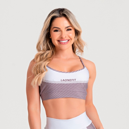 Top Feminino Academia Blackout Alta Sustentação Forro Duplo Zero Transparência BRIGADEIRO - LAONEFIT