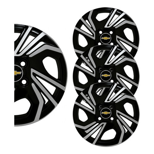 Jogo De 4 Calotas Esportiva Aro 15 Para Onix 2021 Oferta - Preto