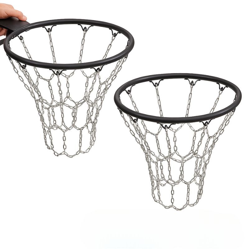 2 Redes De Aço Para Aro De Basquete Com Argolas De Encaixe - Tamanho Oficial