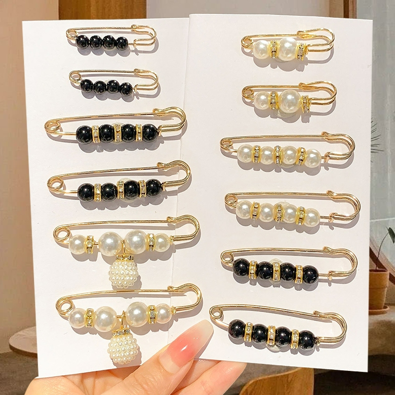 Conjunto de 12/16 Peças de Broche de Pérola para Mulheres, Moda Cintura Clipe, Acessórios de Calça Estilo Coreano