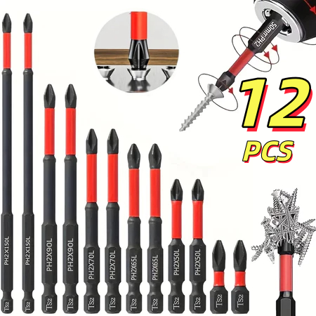 7/12PCS Magnetic Anti-Slip Drill Bit Set for S2 Steel 1/4