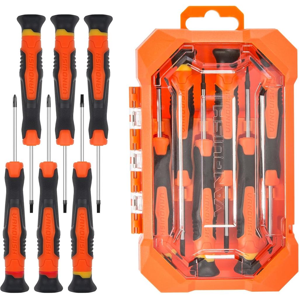 VANQUISH 6Pcs Magnetic Tip Small Screwdriver Set 2 Phillips & 4 Flat Head S2-Alloy Steel crewdriver Bits With Sturdy Too