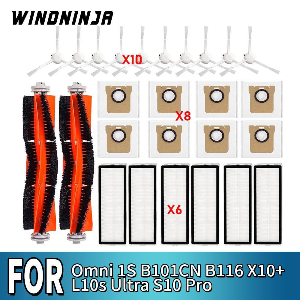 Para Xiaomi Mijia Omni 1S B101CN X10+ B116 Para Dreame L10s Ultra S10 Pro Acessórios: Filtro HEPA, Escova Central,