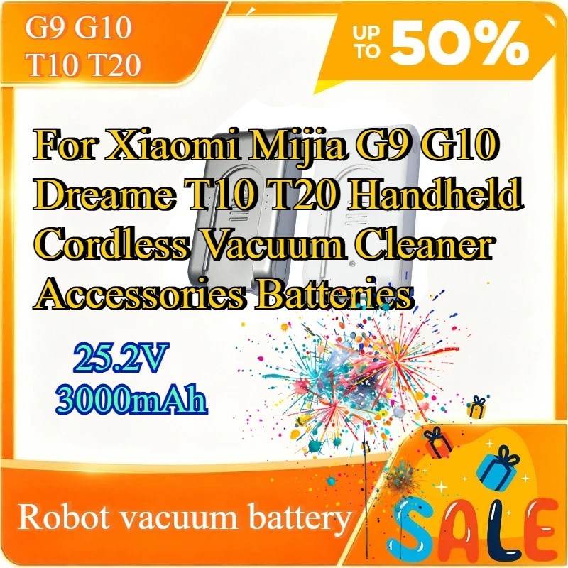 Bateria De Substituição 25.2V 3000mAh Para Xiaomi Mijia G9 G10 Dreame T10 T20 Portátil Sem Fio Aspirador Acessórios Bate
