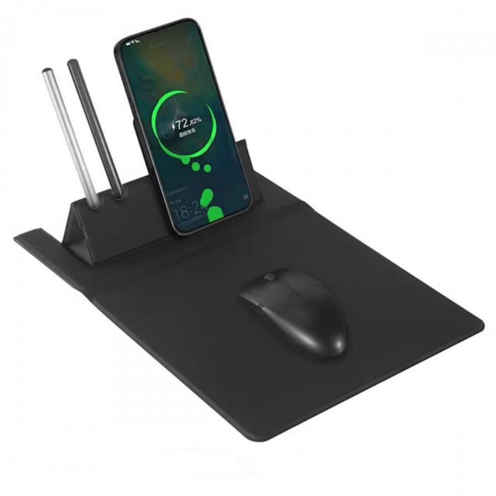 CARREGADOR SEM FIO INDUCAO 3 EM 1 MOUSEPAD WIRELESS COMPATIVEL UNIVERSAL SUPORTE MULTIFUNCIONAL PORTA CANETAS GAMER