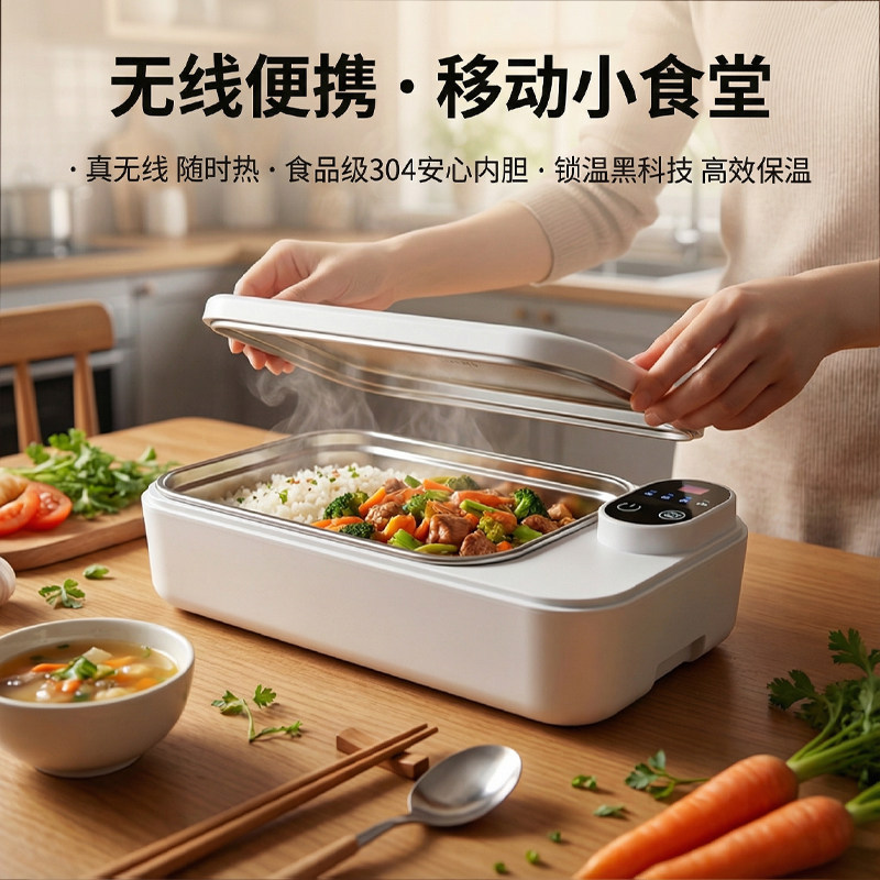 [Selection] Rechargeable electric heating lunch box, no water needed, wireless insulated lunch box, a magical tool for h