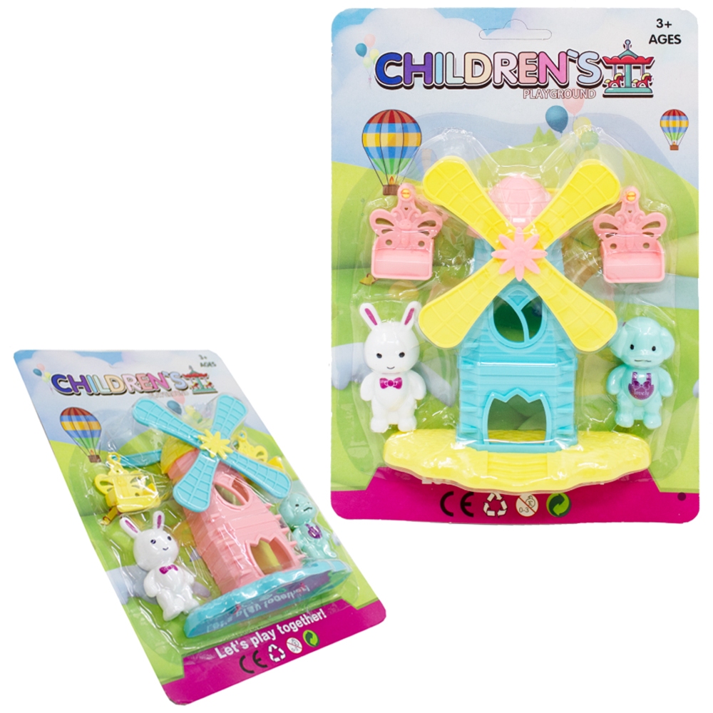 Kit Pet Parque De Diversão Com Cachorro + Coelho Children´S Playground 3 Pecas