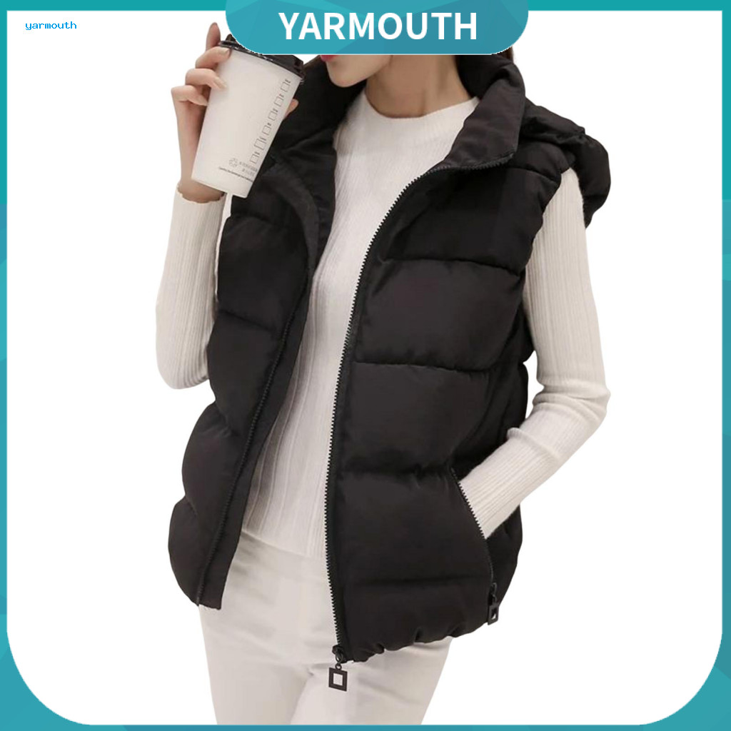 Coat Jacket with Hood Women’s Winter Cotton Detachable Thickened Padded Short Windproof Zip-up Waistcoat Neck Protecti