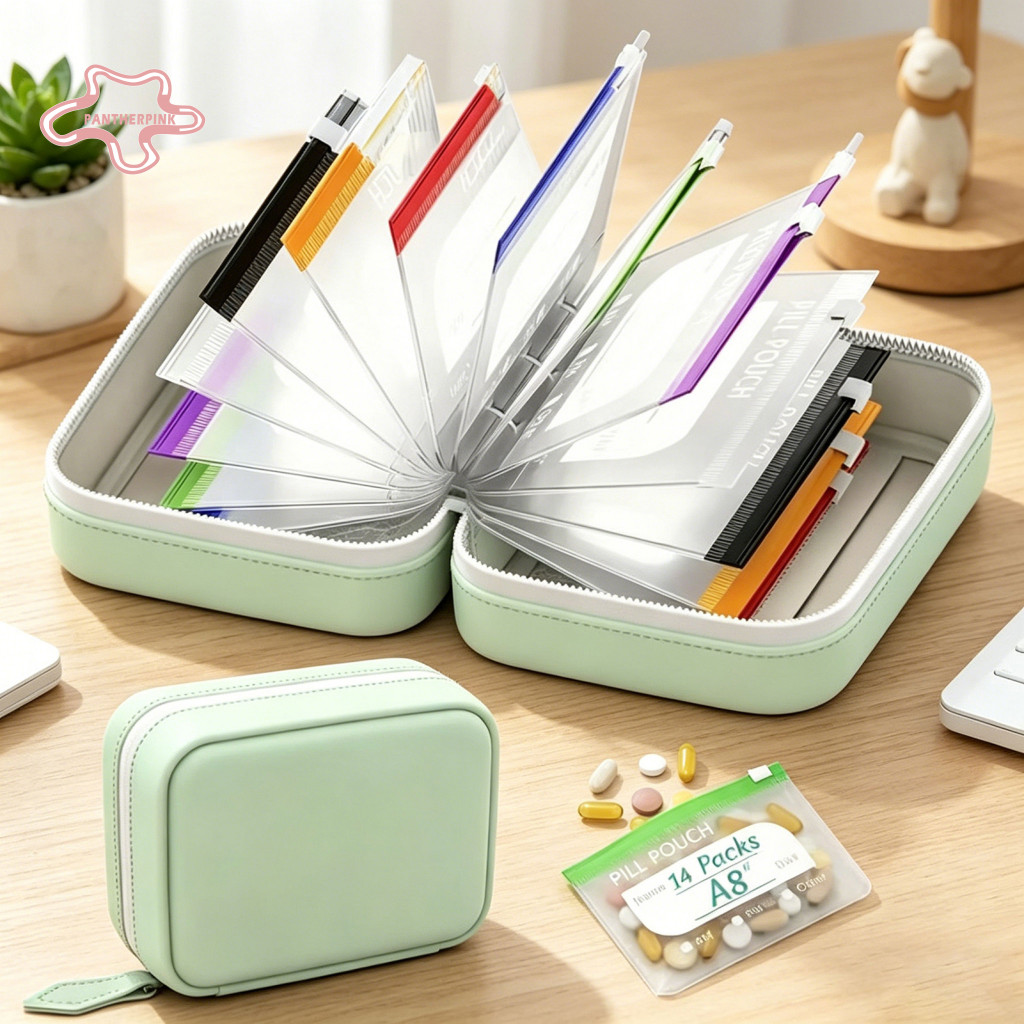 Outdoor Pill Case Organizer Bag Storage with Body Colorful Zippers Capacity 14 Pouches Portable Medicine for Travel and