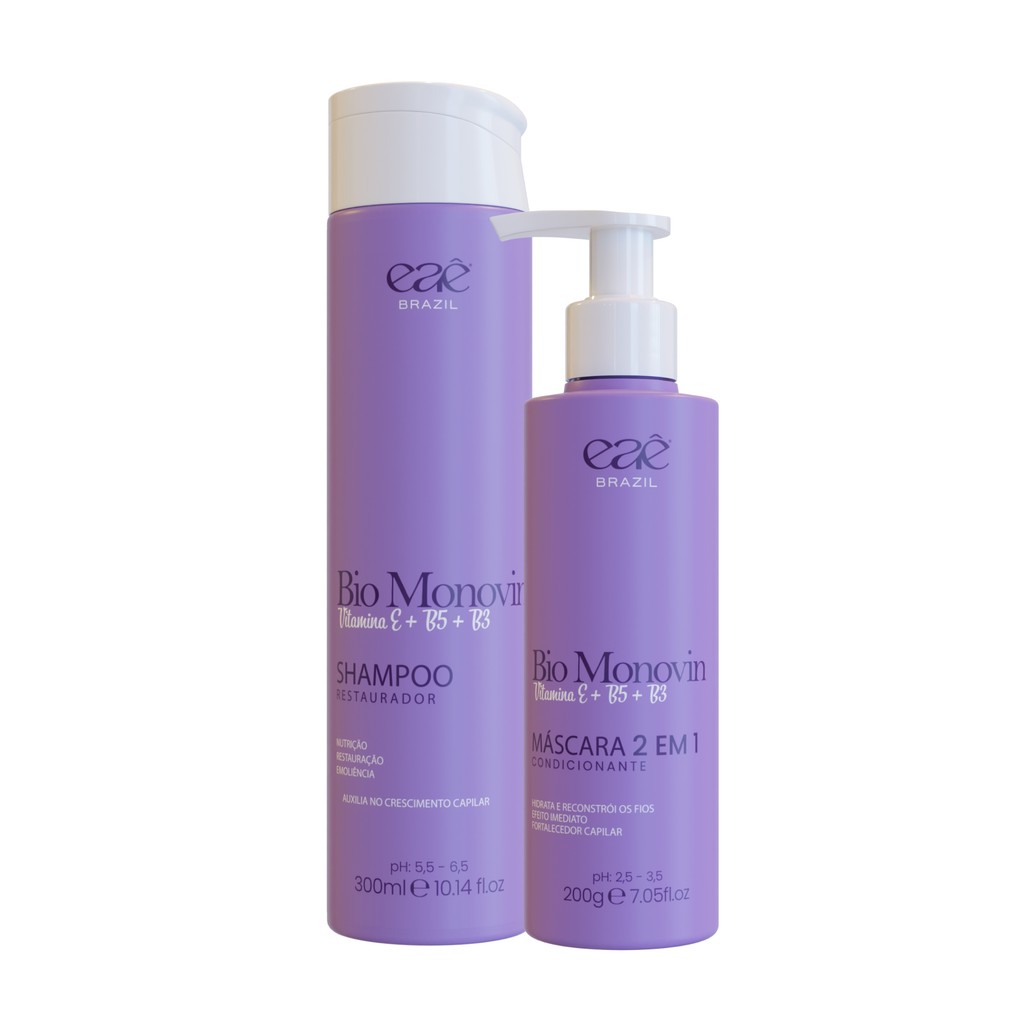 Shampoo e Mascara Bio Monovin Crescimento Capilar Anti-Queda 2x Passos Eae Brazil