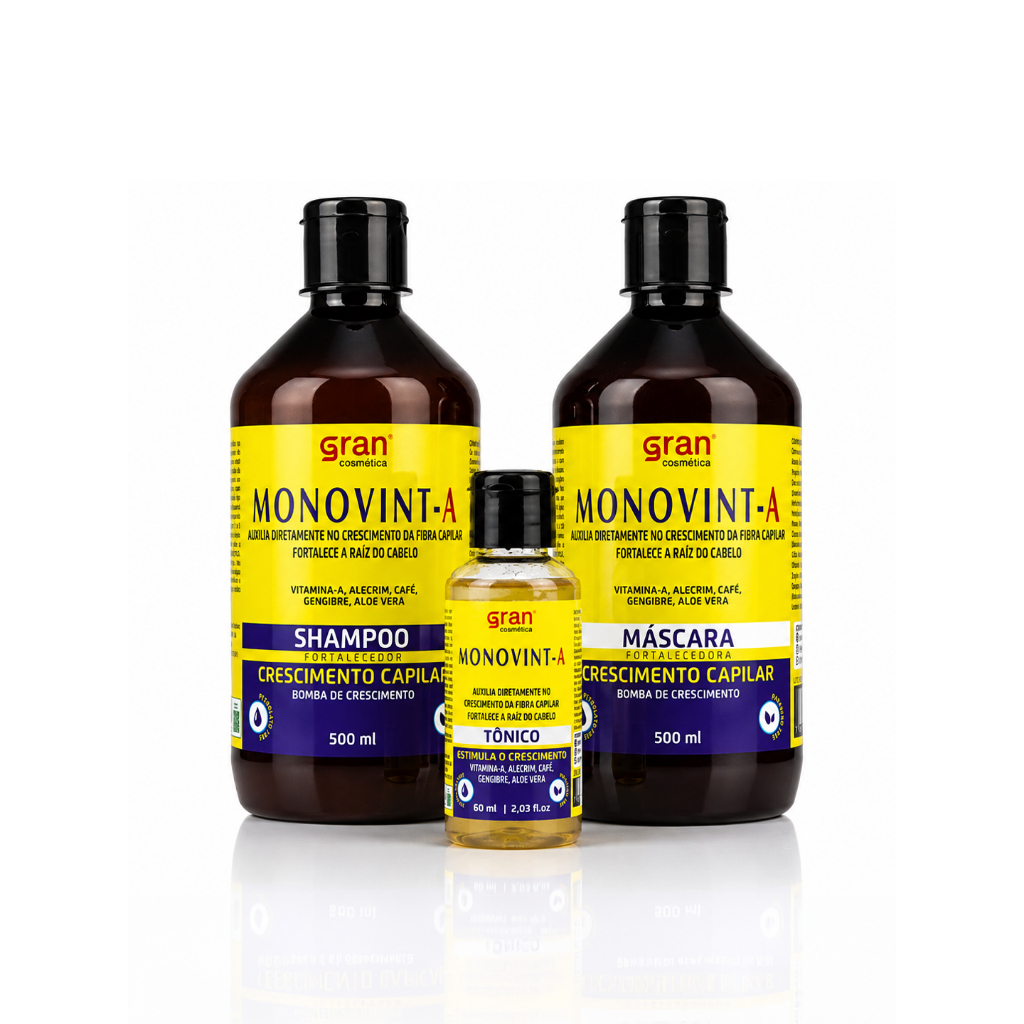 Kit Monovin A Original Bomba de Crescimento Capilar Acelerado Shampoo + Máscara + Tônico