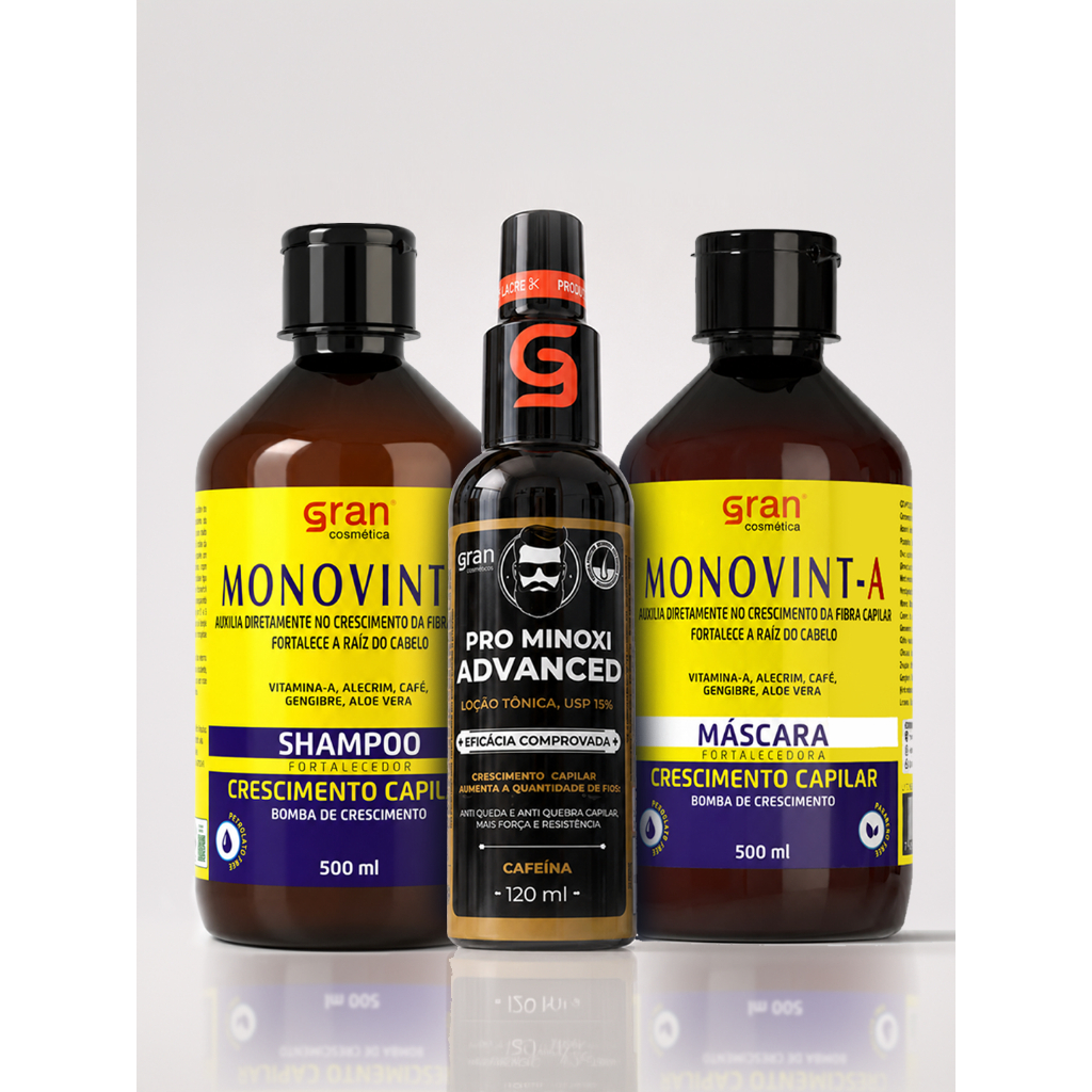 Kit Monovin A Original Crescimento Capilar Acelerado Shampoo + Máscara + Tônico