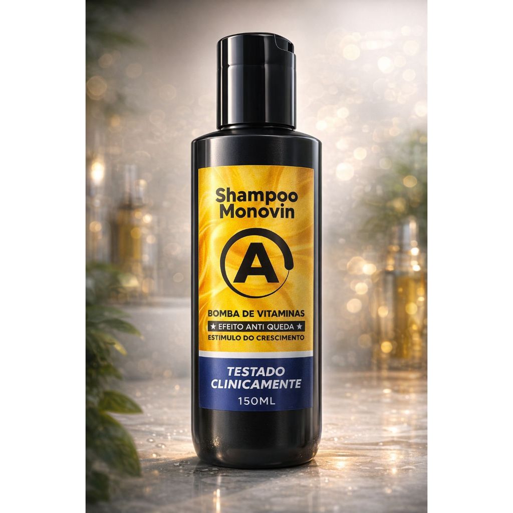 Shampoo Monovin antes e depois crescimento de cabelo efeito Antiqueda 150ml