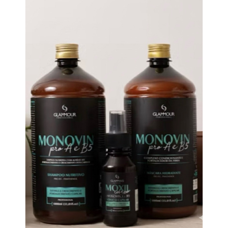 Kit Shampoo Monovin Crescimento Capilar Tratamento Cabelo Antiqueda