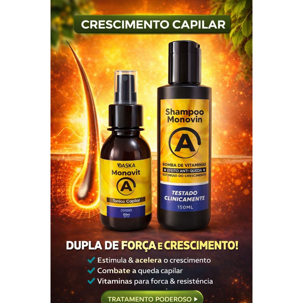 Shampoo Monovin 150ml e Tônico Capilar 100ml Crescimento Capilar