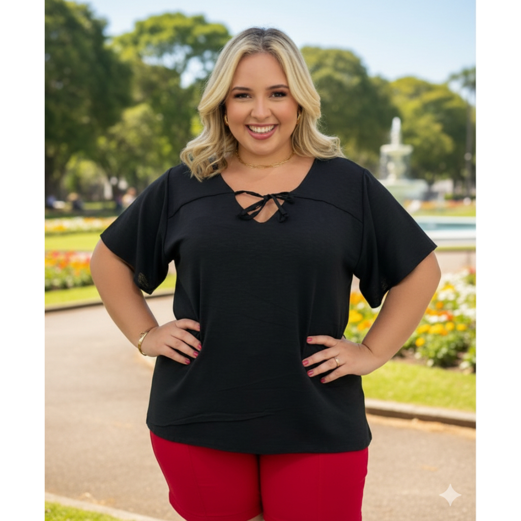 Blusinha Feminina Plus size Manga Curta Verão Blusa Tamanho Grande Camiseta para Gordinhas  sport chique G2 G3 G4 G5